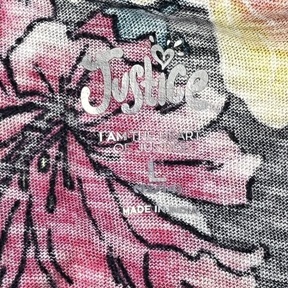 Girls Sleeveless Tropical Print Top W/ Black Ruffle Neckline And Buttons 12/14 L - Picture 8 of 9